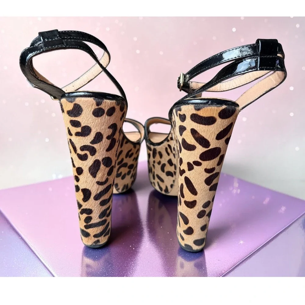 Steve Madden - Shazzam Leopard Pony Hair Platform Sandals - Women's Size 10M